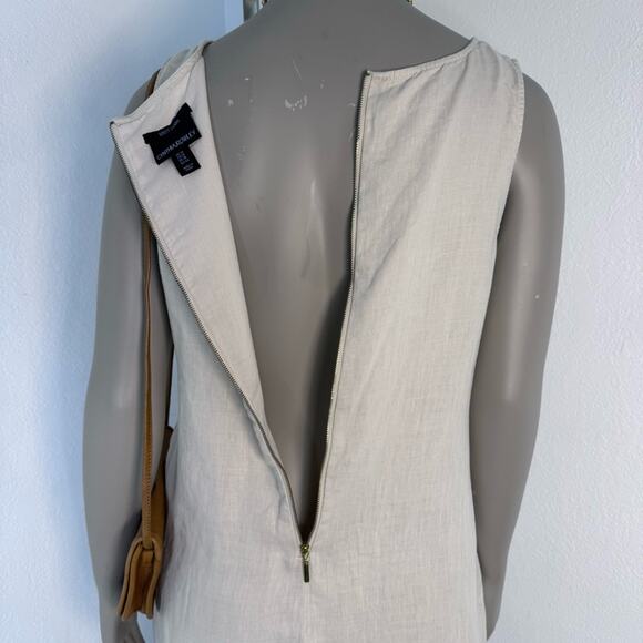 Linen Sleeveless Shift Dress Minimalist Capsule Wardrobe Cynthia Rowley Size 14 - Picture 10 of 10